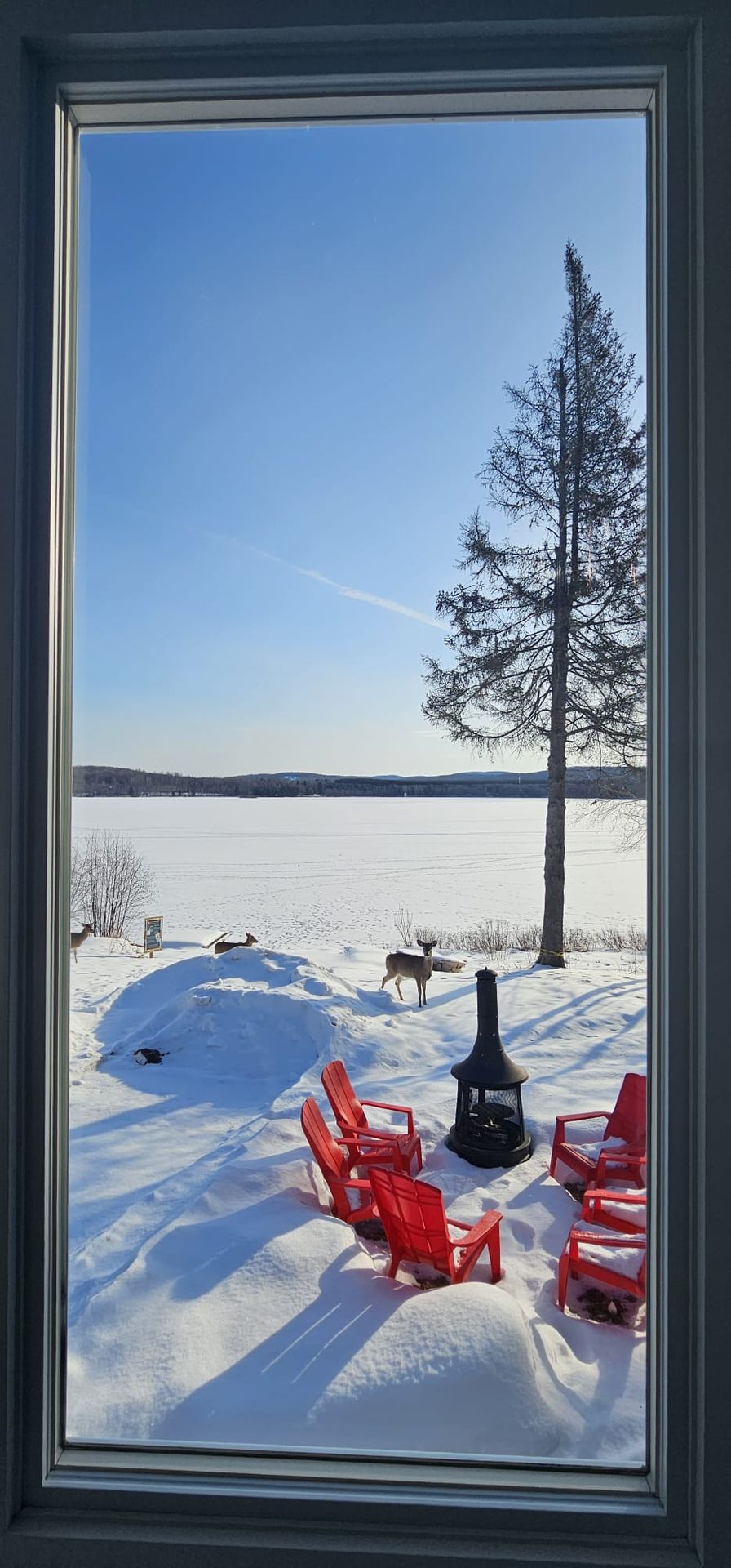 Chalet Nantel autumn foliage by the lake